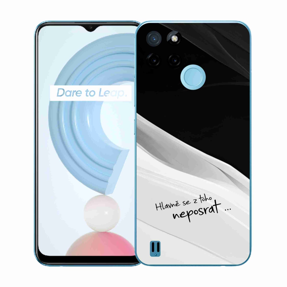 Gélový kryt mmCase na Realme C21Y/C25Y - vtipný text 13 bieločierne pozadie