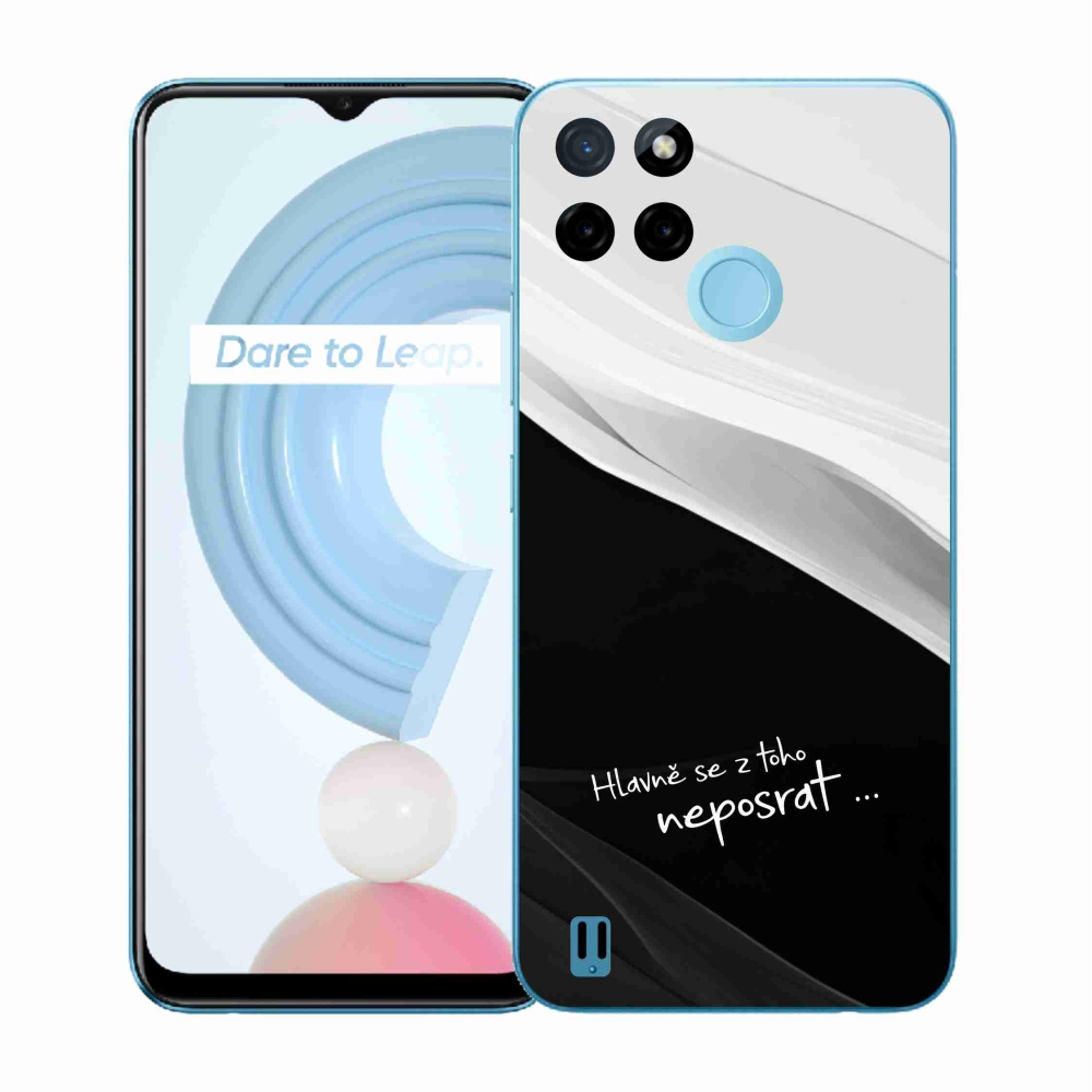 Gélový kryt mmCase na Realme C21Y/C25Y - vtipný text 13 čiernobiele pozadie