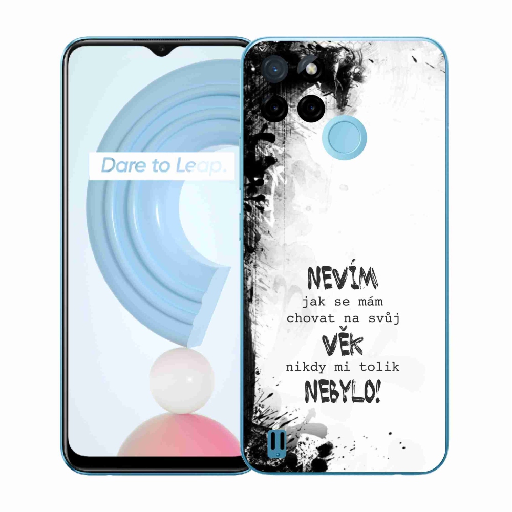 Gélový kryt mmCase na Realme C21Y/C25Y - vtipný text 14 biele pozadie