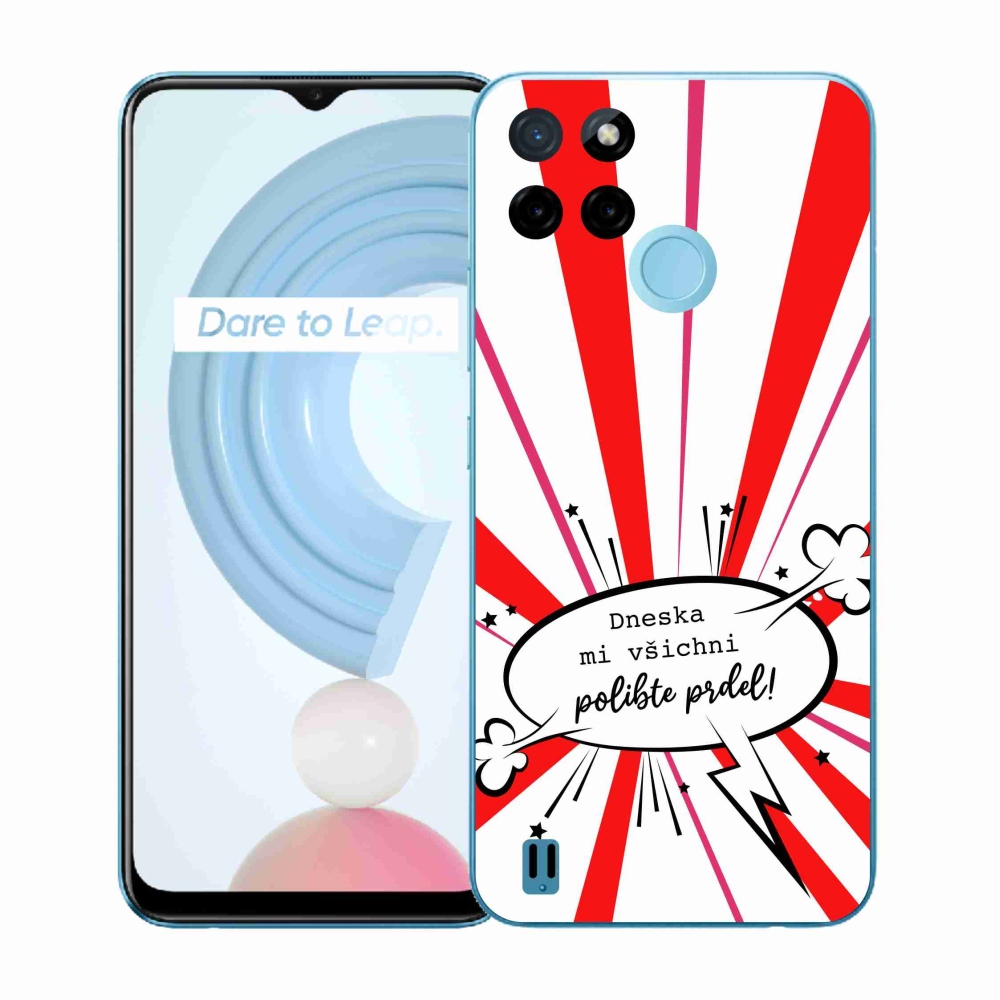 Gélový kryt mmCase na Realme C21Y/C25Y - vtipný text 15 biele pozadie