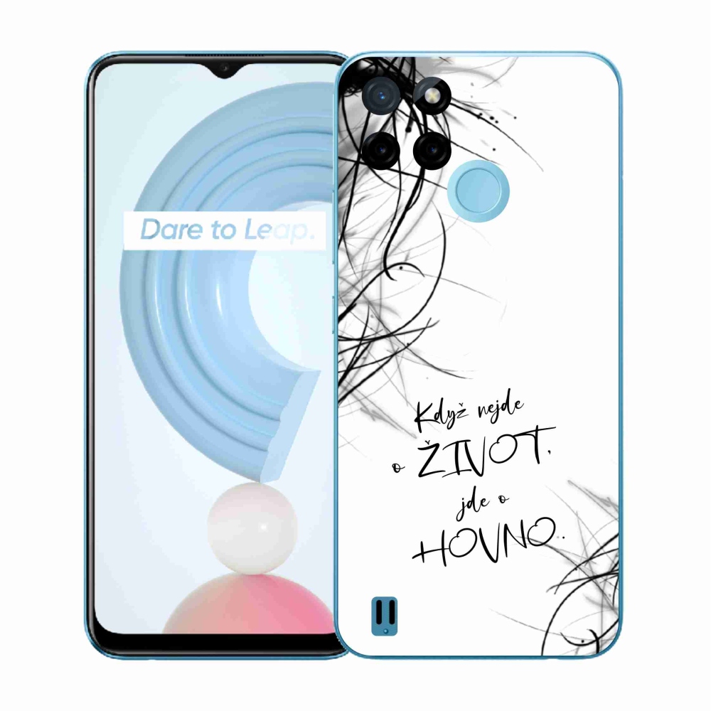 Gélový kryt mmCase na Realme C21Y/C25Y - vtipný text 16 biele pozadie