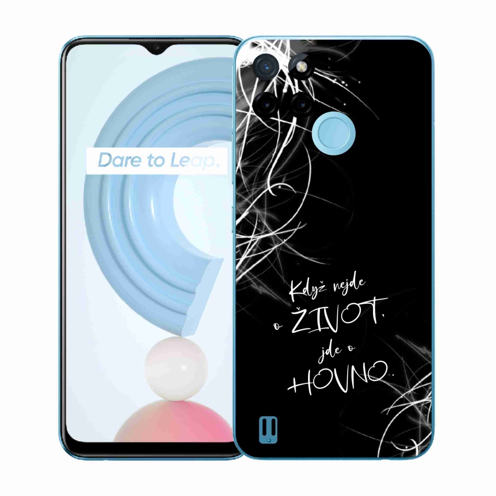 Gélový kryt mmCase na Realme C21Y/C25Y - vtipný text 16 čierne pozadie