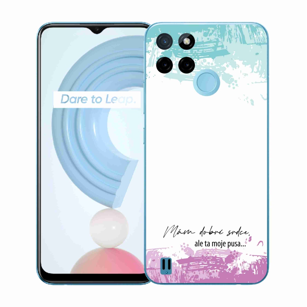 Gélový kryt mmCase na Realme C21Y/C25Y - vtipný text 3 biele pozadie