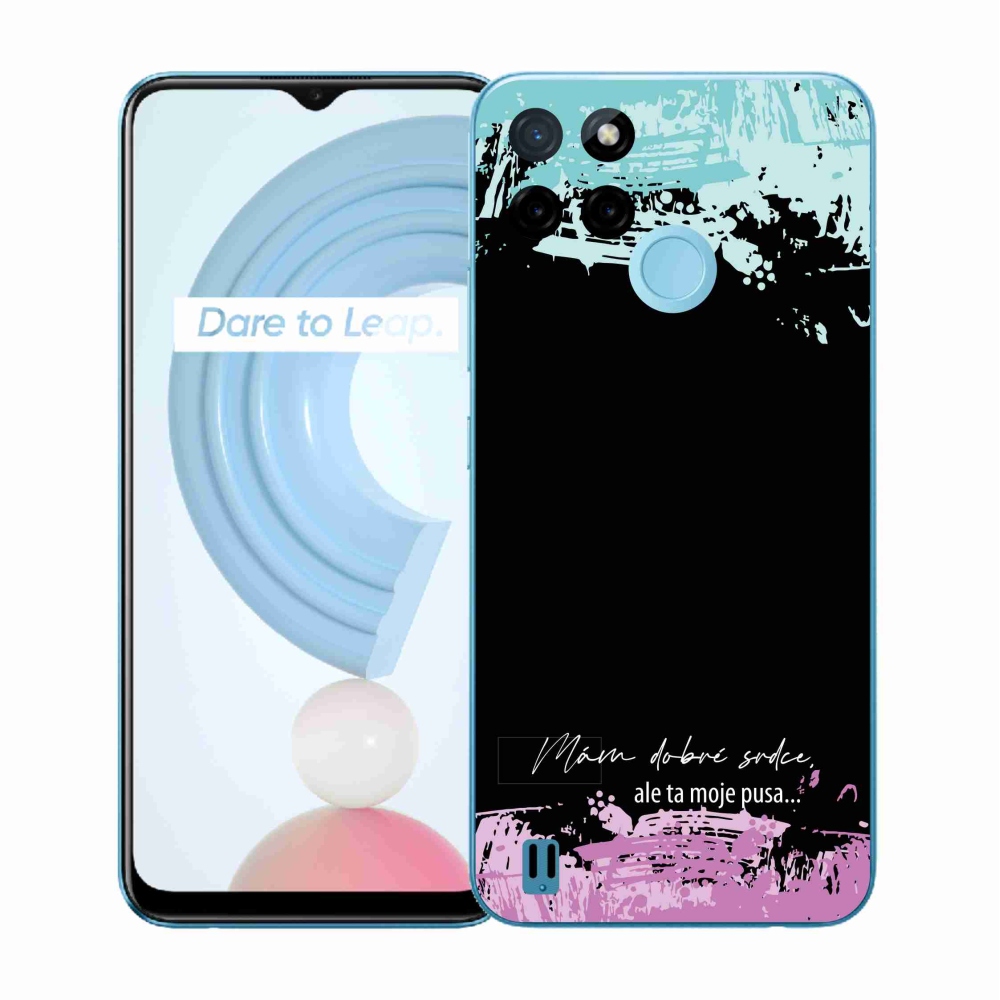 Gélový kryt mmCase na Realme C21Y/C25Y - vtipný text 3 čierne pozadie