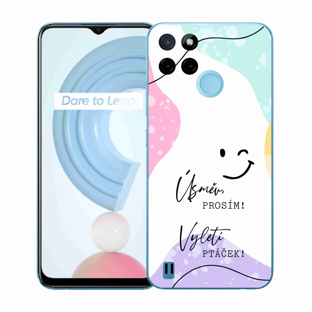 Gélový kryt mmCase na Realme C21Y/C25Y - vtipný text 4 biele pozadie