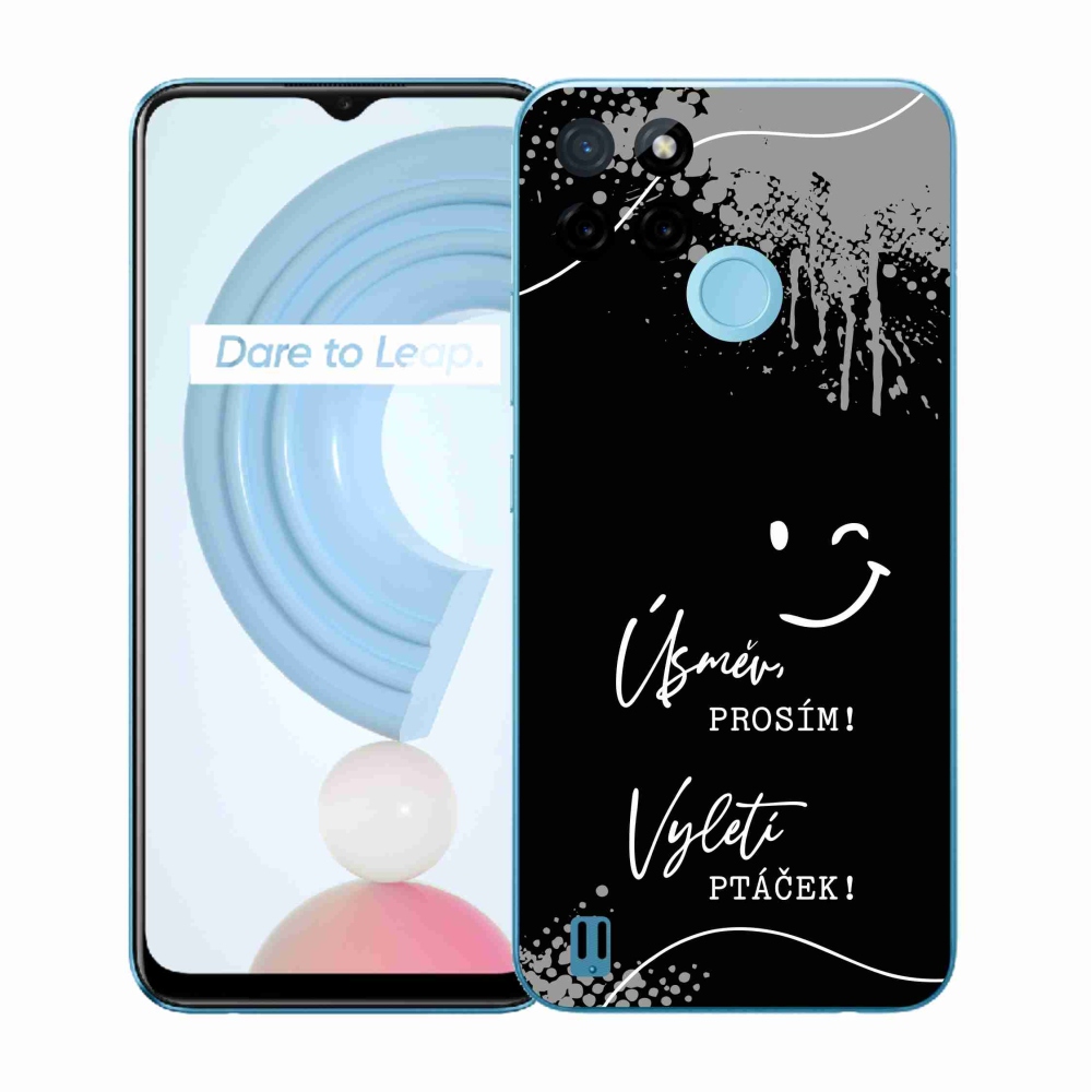 Gélový kryt mmCase na Realme C21Y/C25Y - vtipný text 4 čierne pozadie