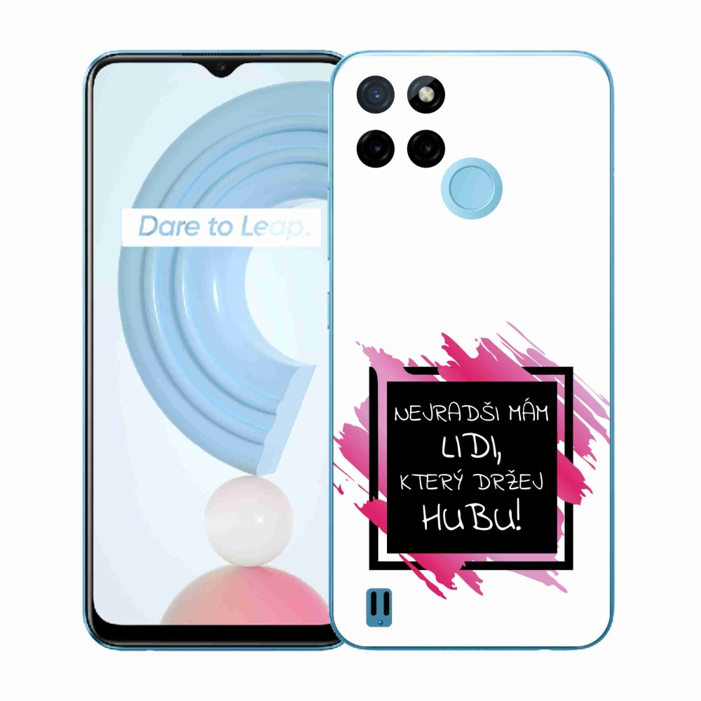 Gélový kryt mmCase na Realme C21Y/C25Y - vtipný text 7 čiernobiele pozadie