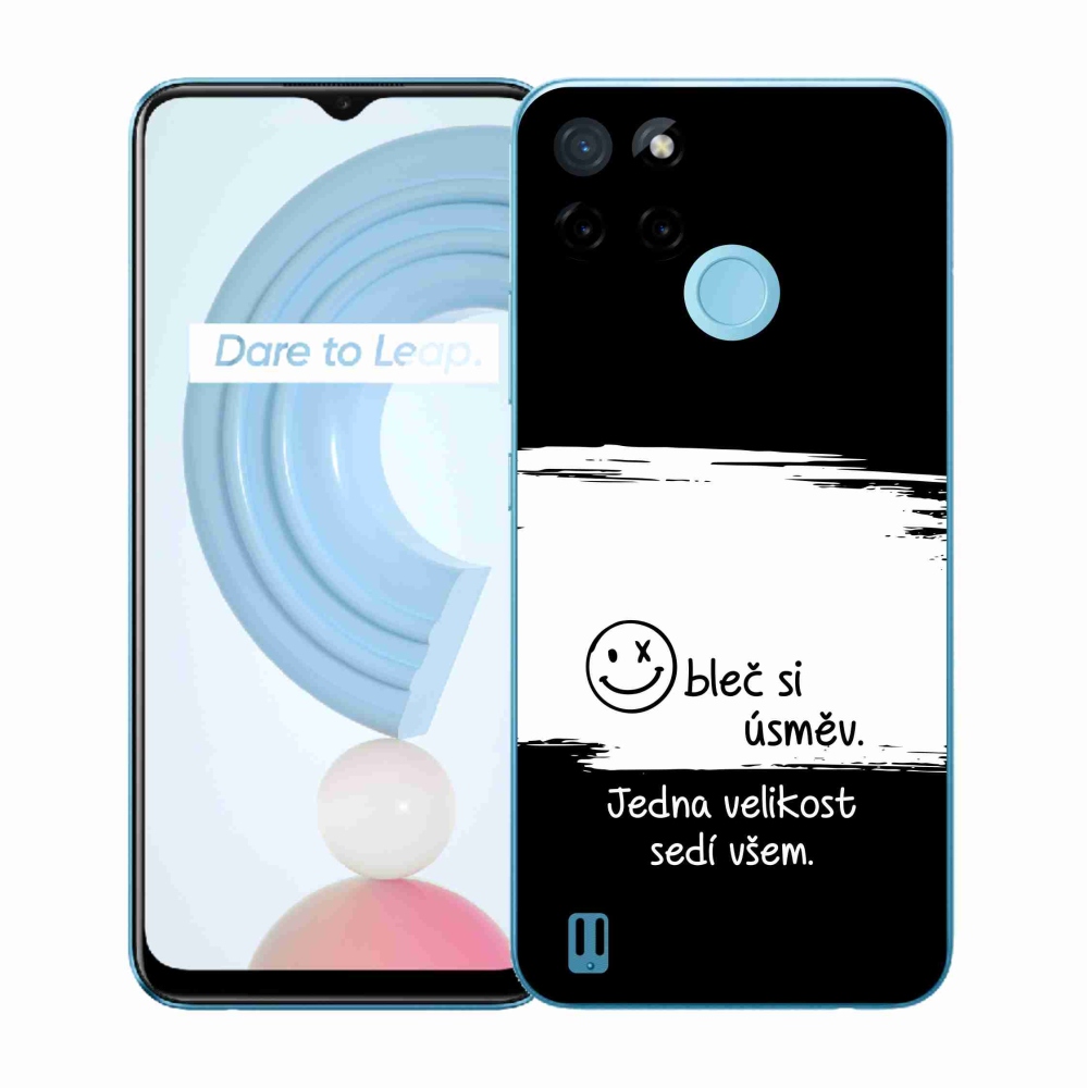 Gélový kryt mmCase na Realme C21Y/C25Y - vtipný text 8 bieločierne pozadie