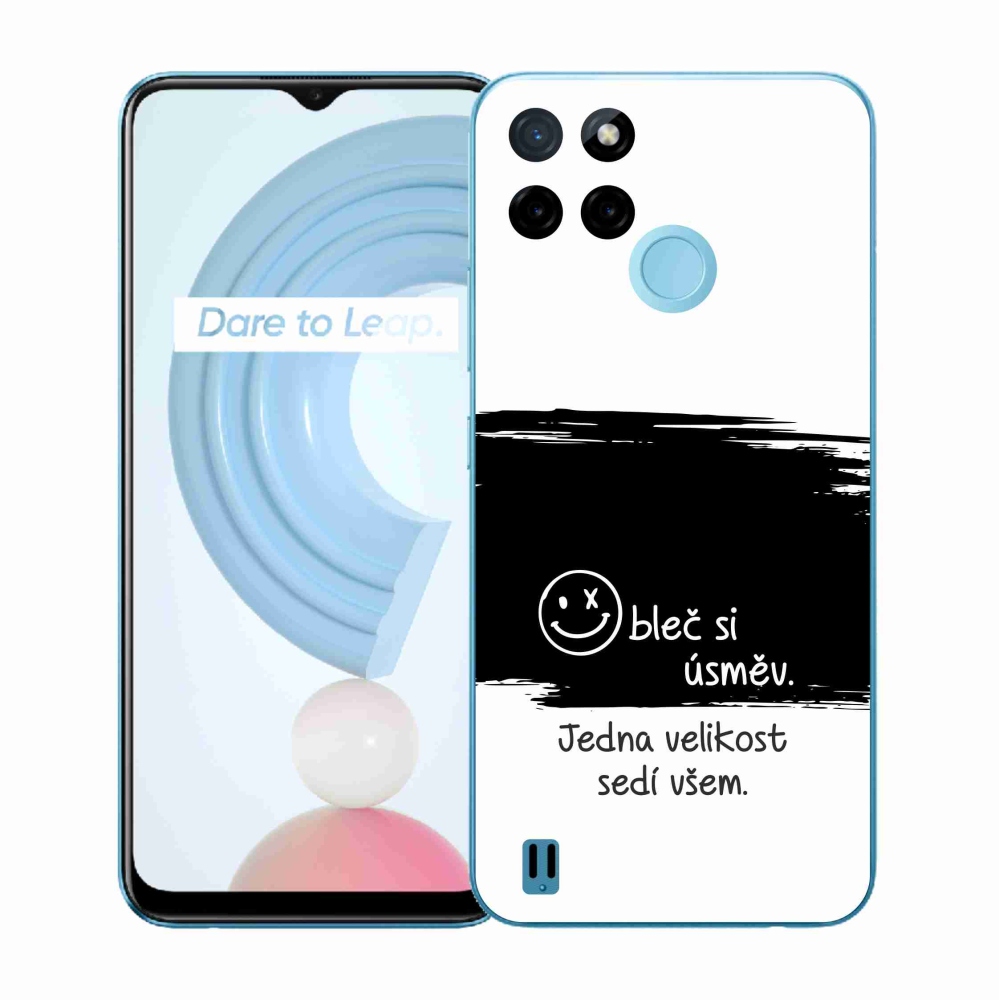 Gélový kryt mmCase na Realme C21Y/C25Y - vtipný text 8 čiernobiele pozadie