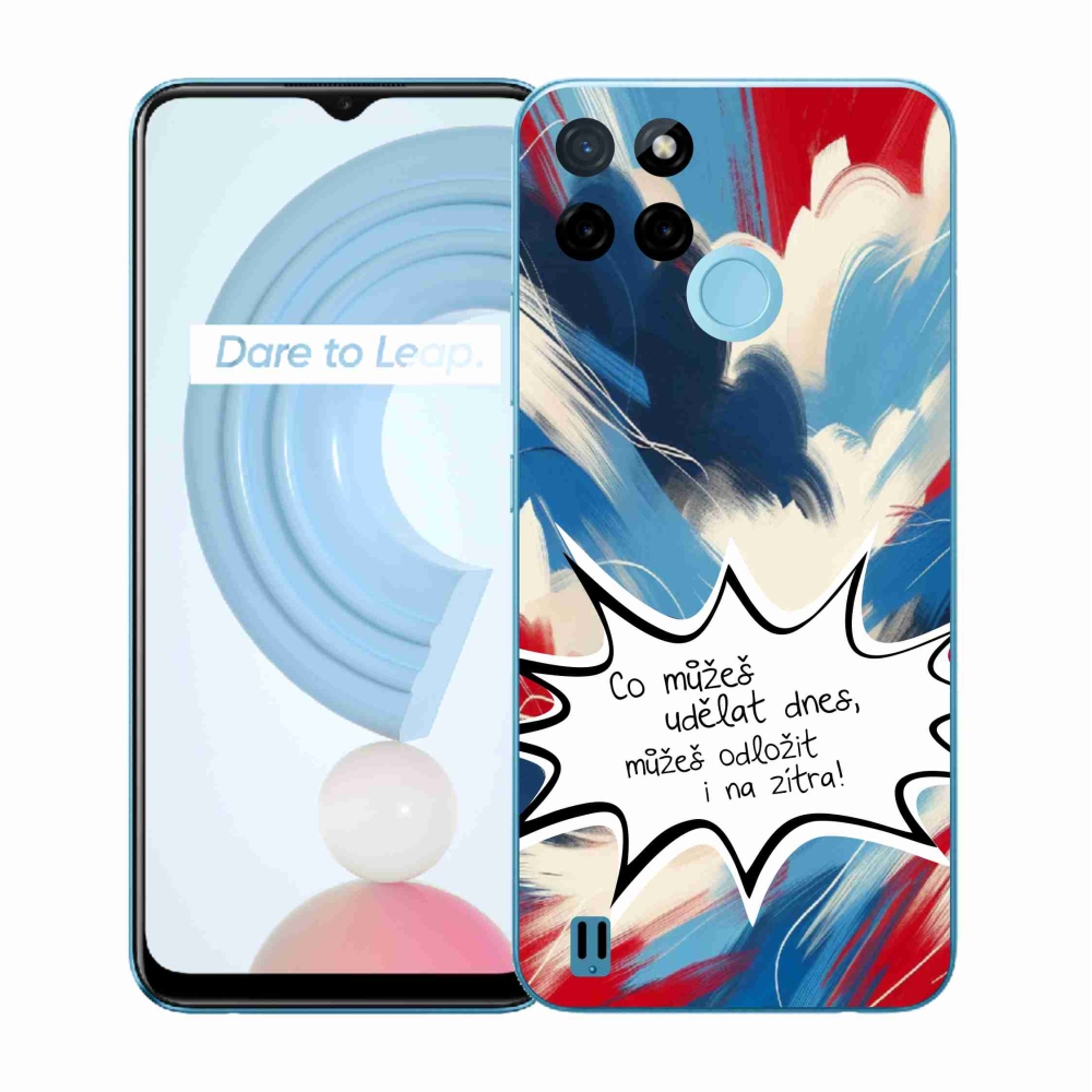 Gélový kryt mmCase na Realme C21Y/C25Y - vtipný text 9 biele pozadie
