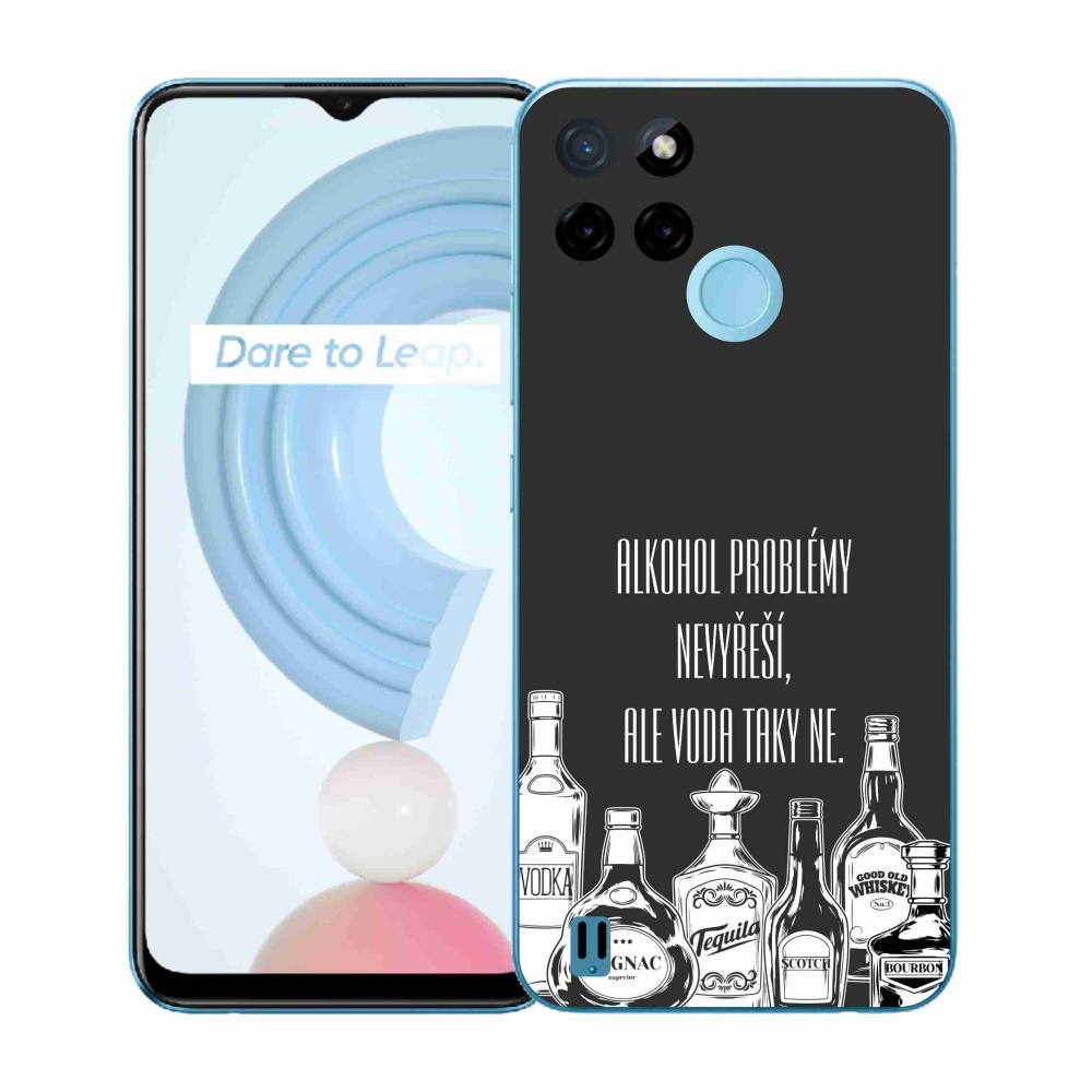 Gélový kryt mmCase na Realme C21Y/C25Y - vtipný text čierne pozadie