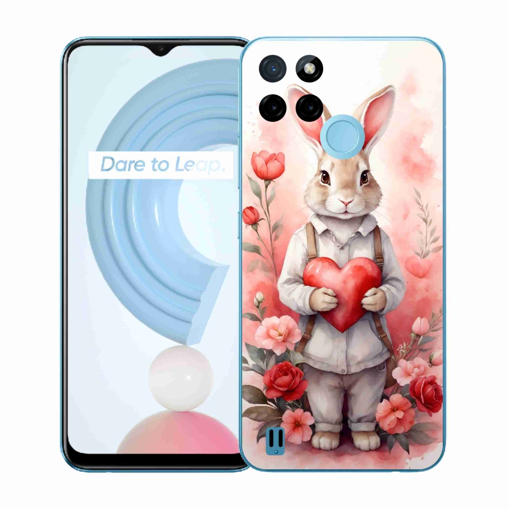 Gélový kryt mmCase na Realme C21Y/C25Y - zajac so srdiečkom