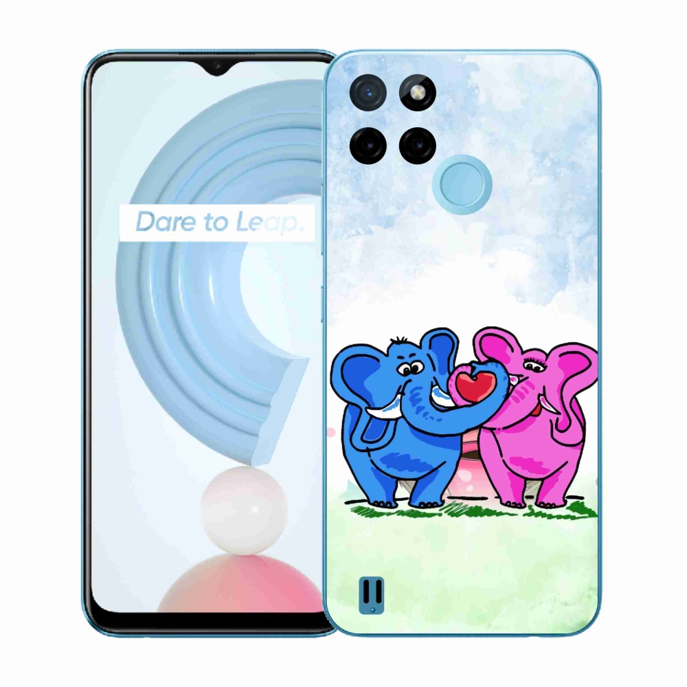 Gélový kryt mmCase na Realme C21Y/C25Y - zamilovaní slony