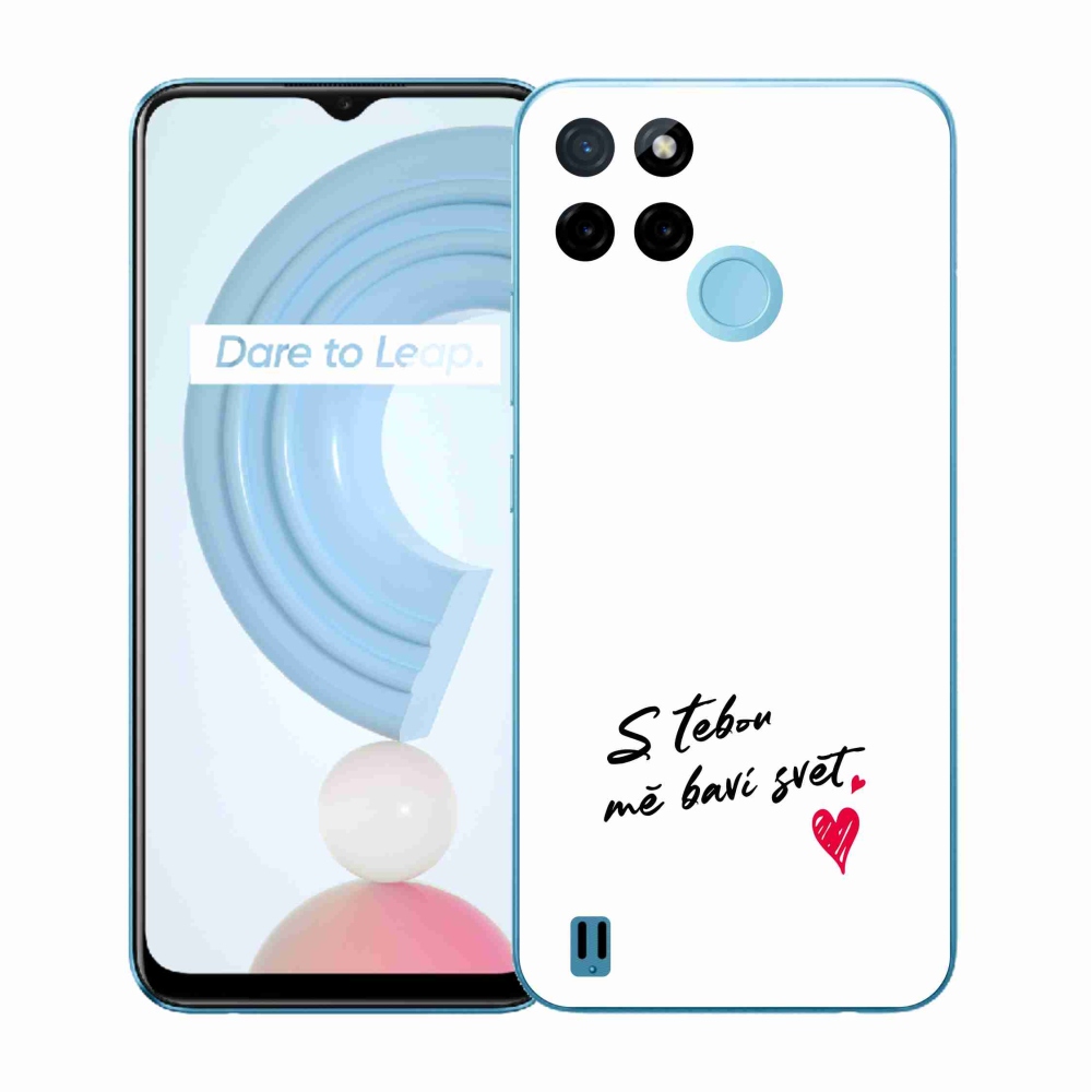 Gélový kryt mmCase na Realme C21Y/C25Y - zamilovaný text 1 biele pozadie