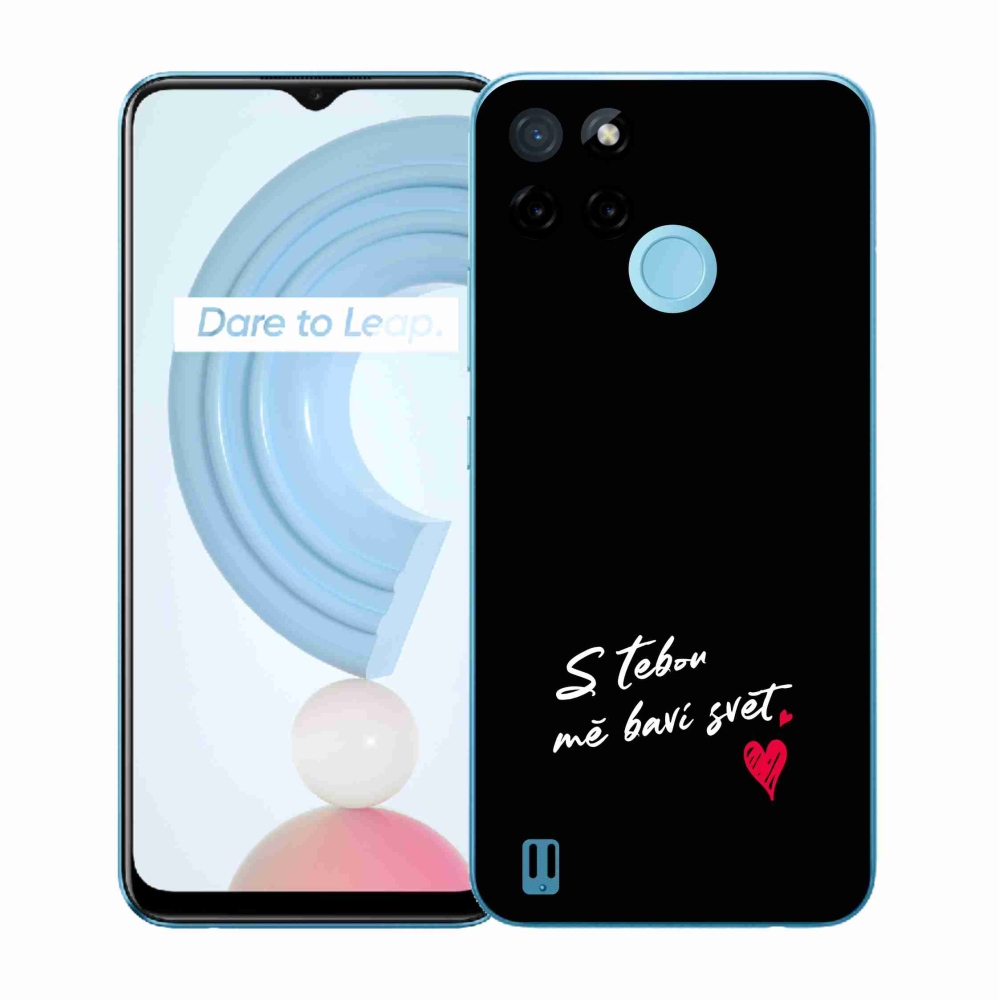 Gélový kryt mmCase na Realme C21Y/C25Y - zamilovaný text 1 čierne pozadie