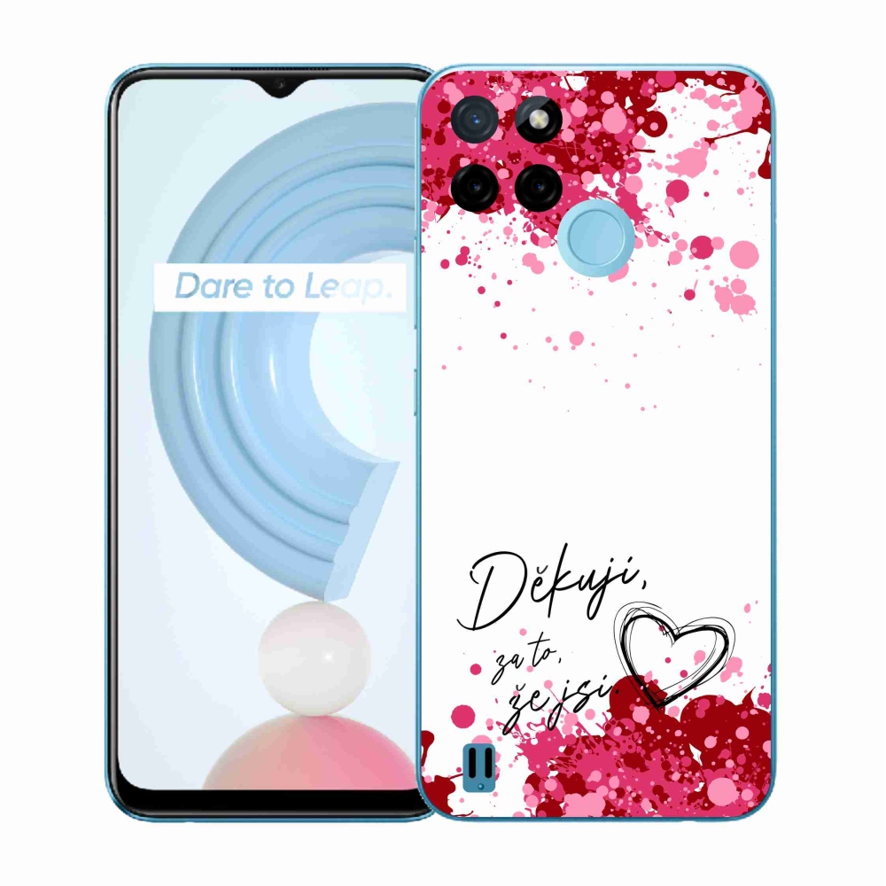 Gélový kryt mmCase na Realme C21Y/C25Y - zamilovaný text 2 biele pozadie