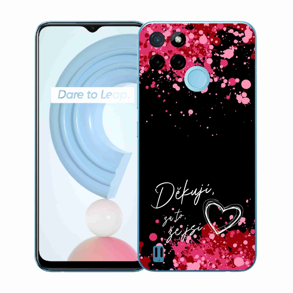 Gélový kryt mmCase na Realme C21Y/C25Y - zamilovaný text 2 čierne pozadie