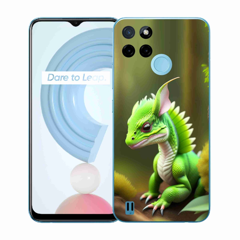 Gélový kryt mmCase na Realme C21Y/C25Y - zelený dráčik