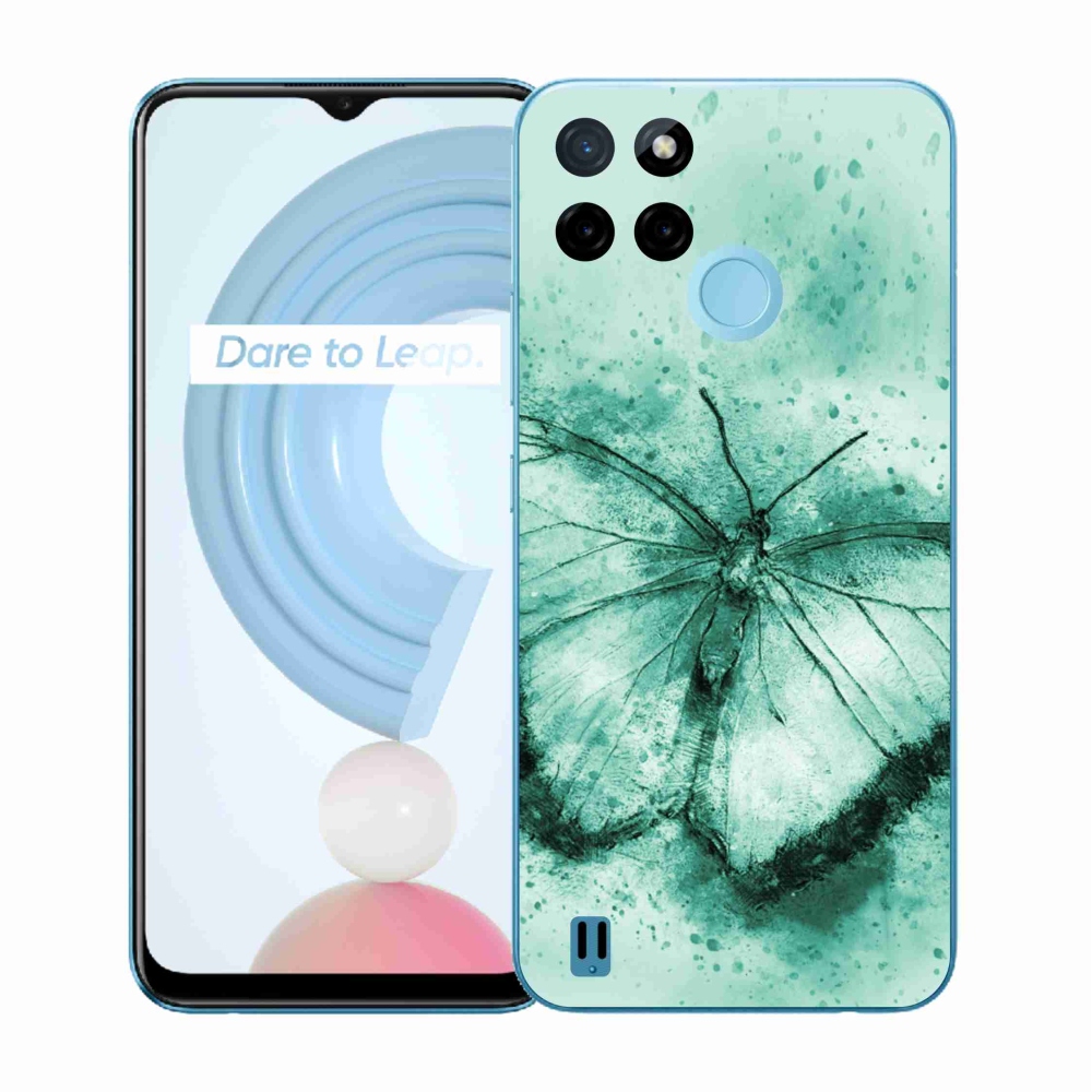 Gélový kryt mmCase na Realme C21Y/C25Y - zelený motýľ