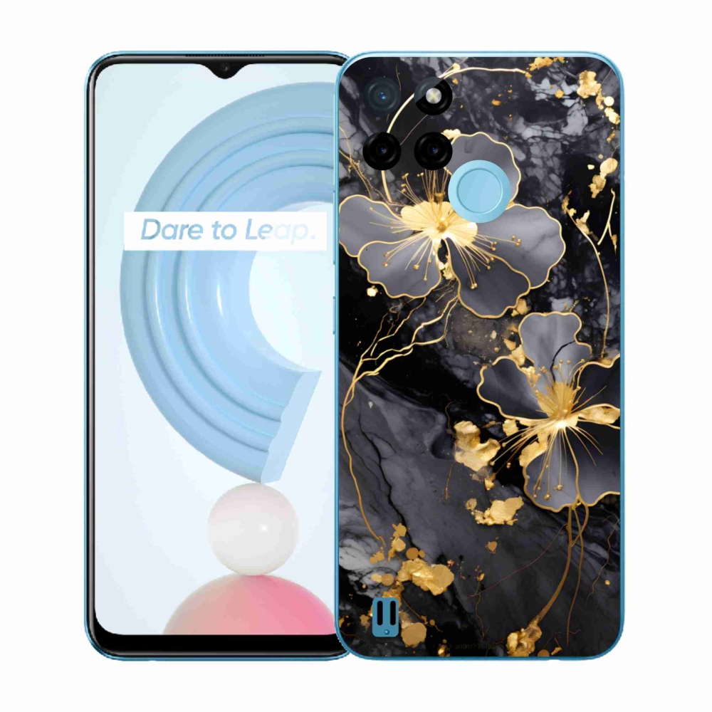 Gélový kryt mmCase na Realme C21Y/C25Y - zlaté kvety