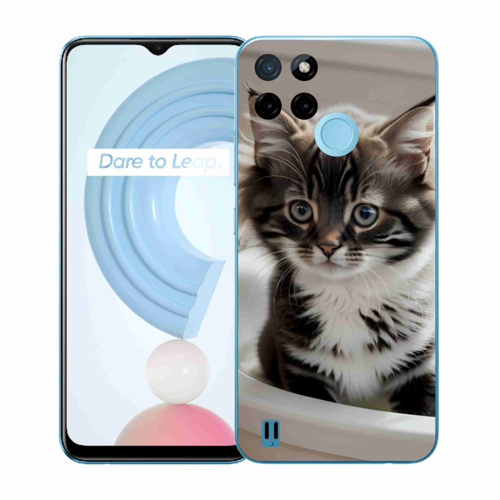Gélový kryt mmCase na Realme C21Y/C25Y - zvedavé mačiatko