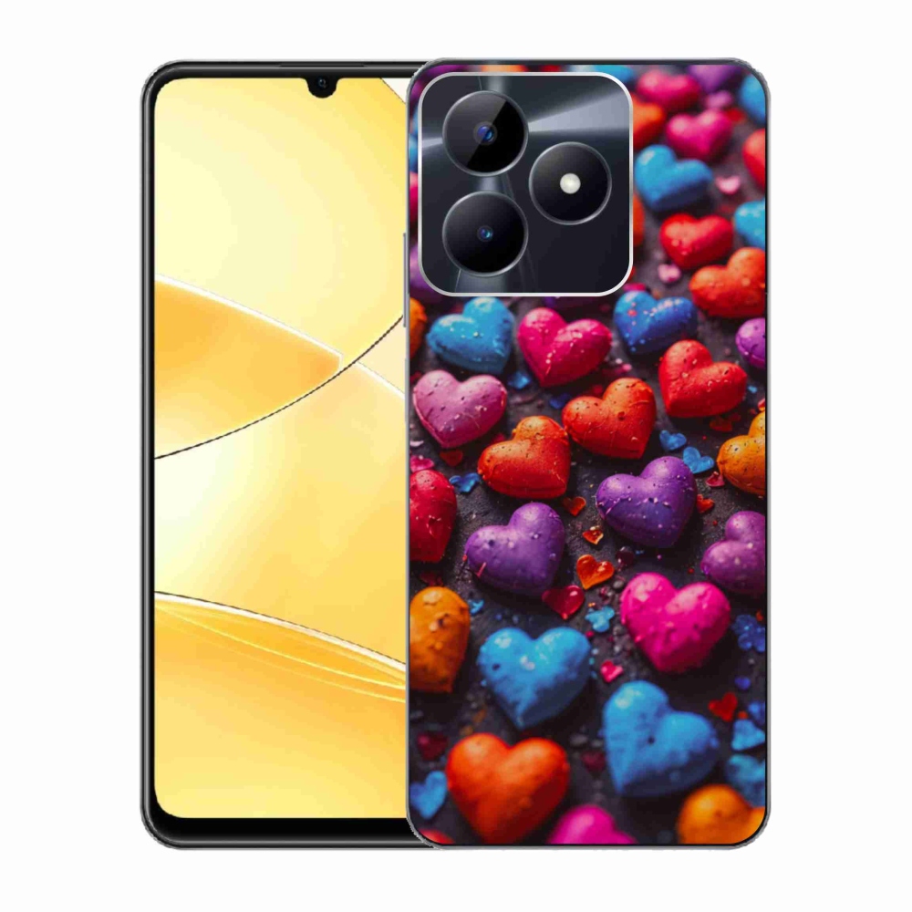Gélový kryt mmCase na Realme C51/C53 - farebné srdcia