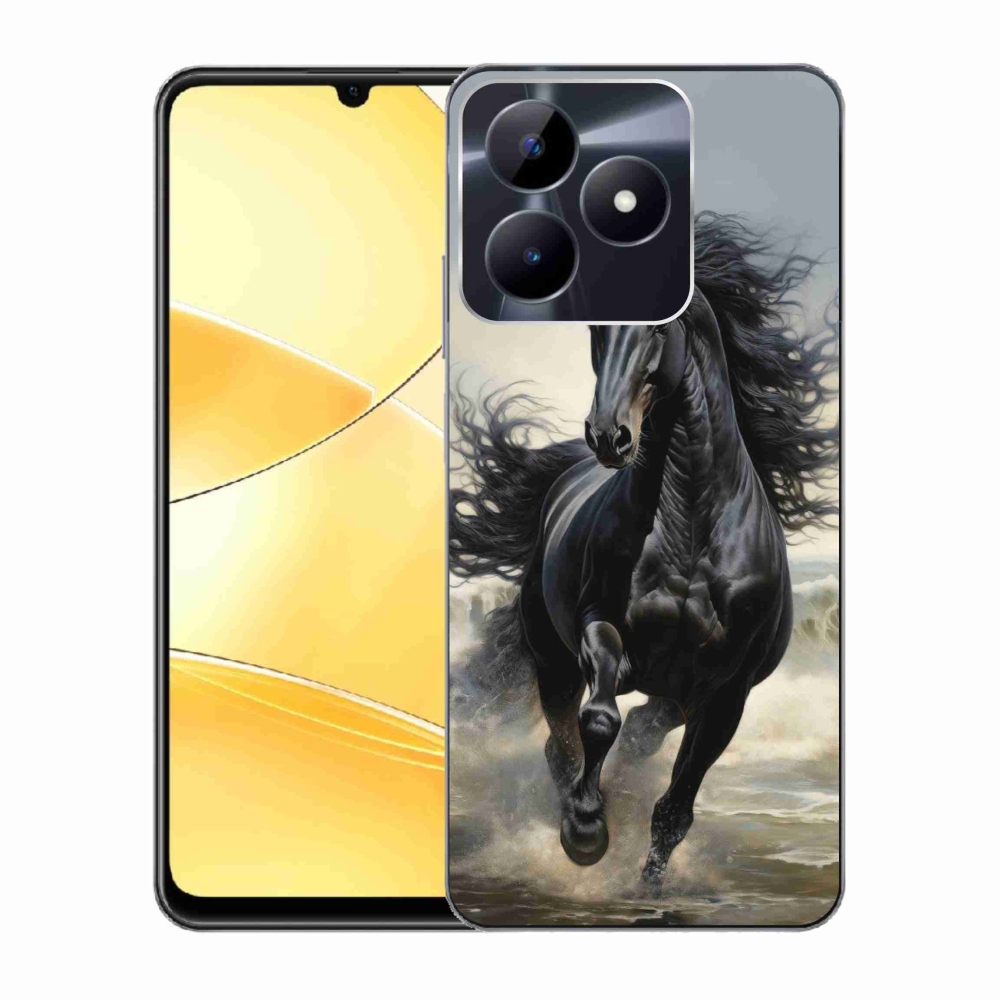 Gélový kryt mmCase na Realme C51/C53 - bežiaci čierny kôň