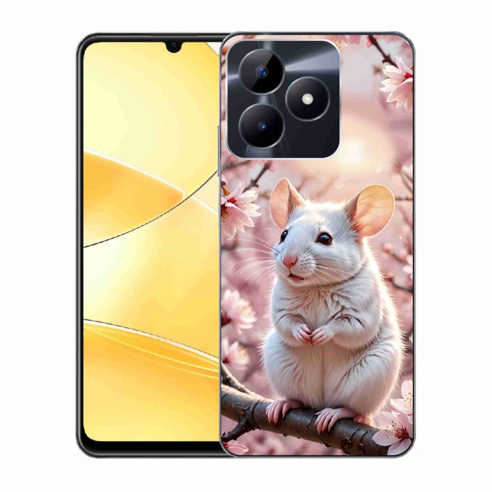 Gélový kryt mmCase na Realme C51/C53 - biela myš na vetve