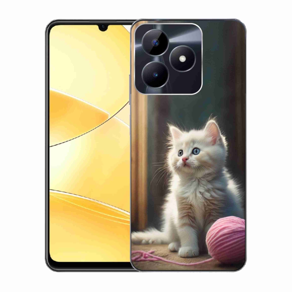 Gélový kryt mmCase na Realme C51/C53 - biele mačiatko 2