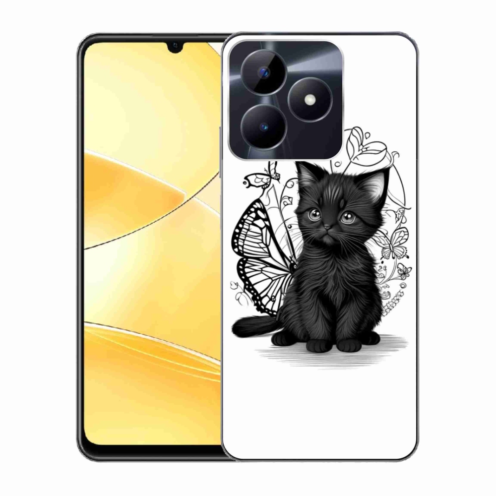 Gélový kryt mmCase na Realme C51/C53 - čierne mačiatko