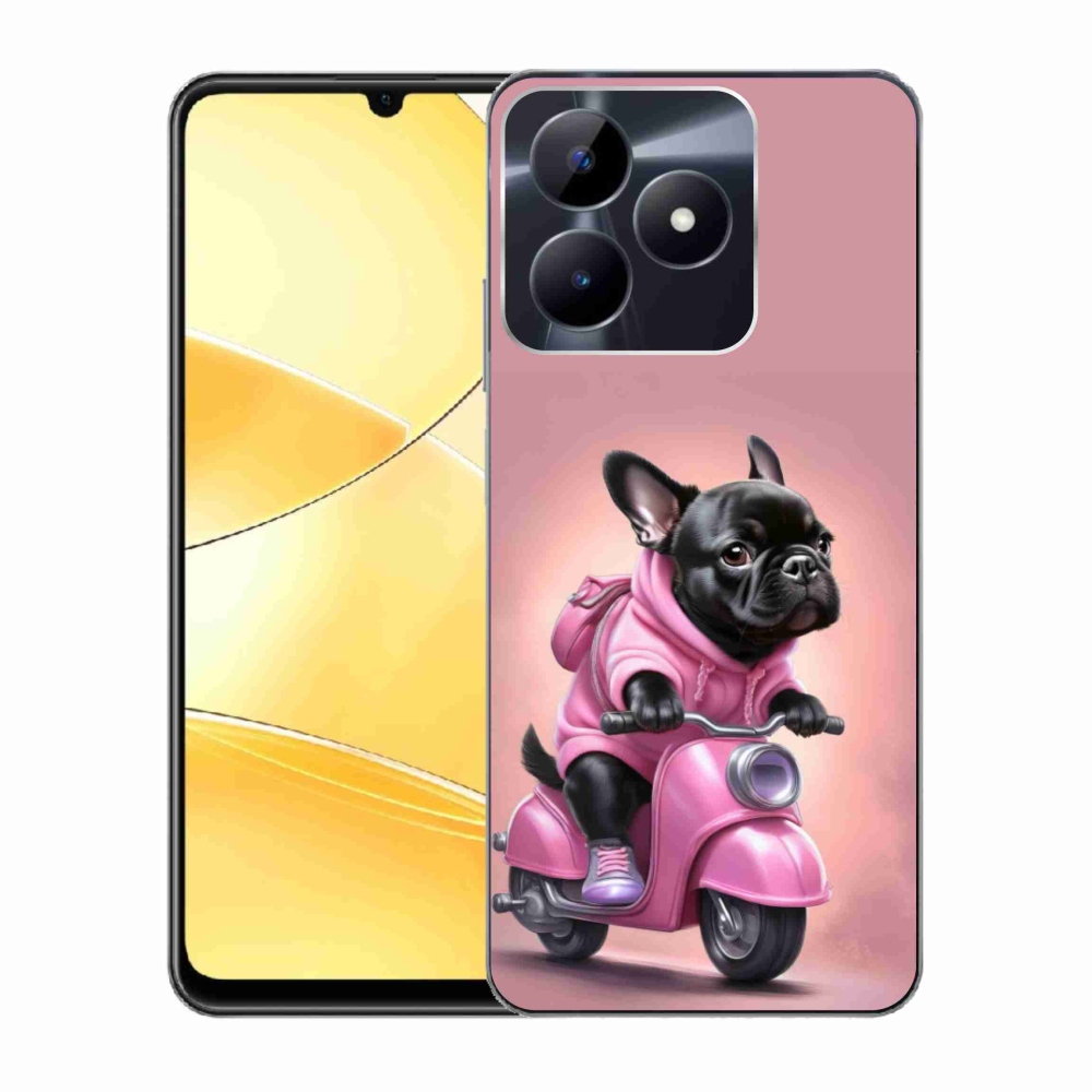 Gélový kryt mmCase na Realme C51/C53 - francúzsky buldoček na skútri
