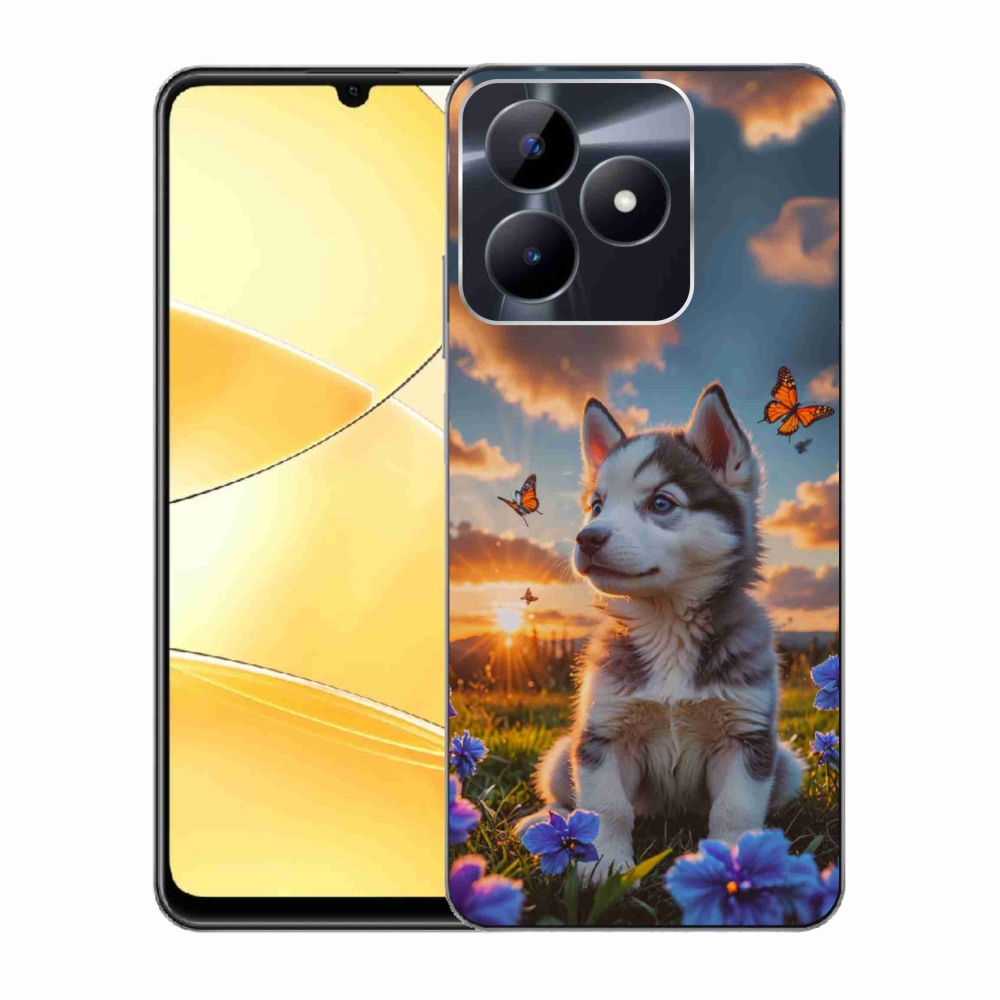 Gélový kryt mmCase na Realme C51/C53 - husky pri západe slnka