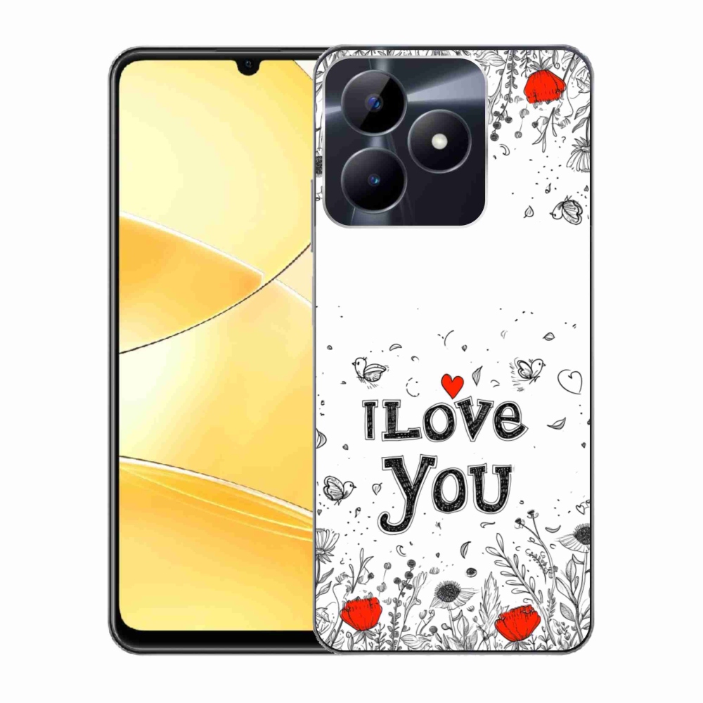 Gélový kryt mmCase na Realme C51/C53 - I love you biele pozadie