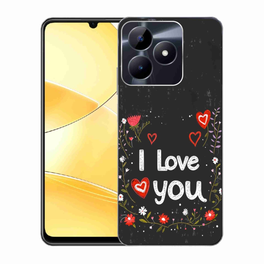 Gélový kryt mmCase na Realme C51/C53 - I love you čierne pozadie