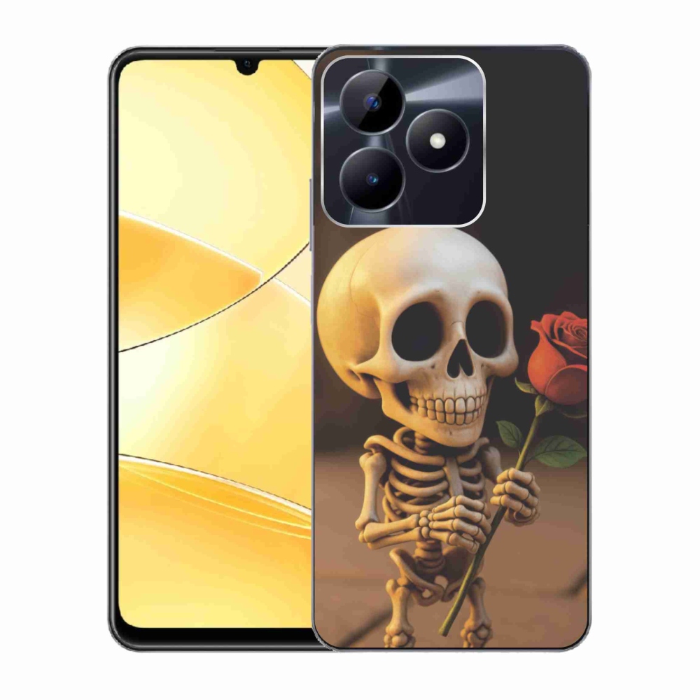 Gélový kryt mmCase na Realme C51/C53 - kostlivec s ružou