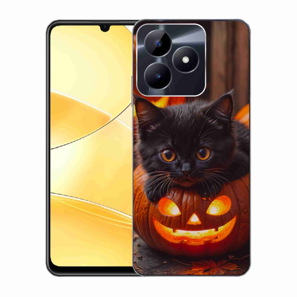 Gélový kryt mmCase na Realme C51/C53 - mačiatko a tekvica