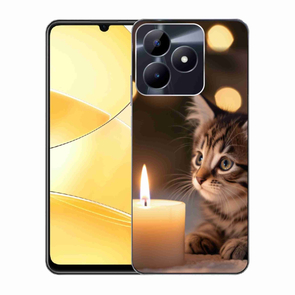 Gélový kryt mmCase na Realme C51/C53 - mačiatko a sviečka