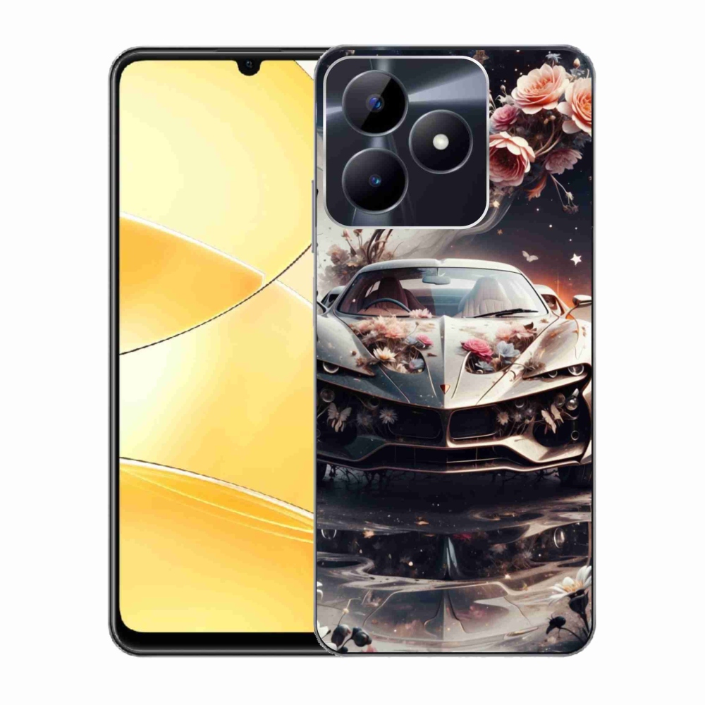 Gélový kryt mmCase na Realme C51/C53 - kvetinový športový automobil