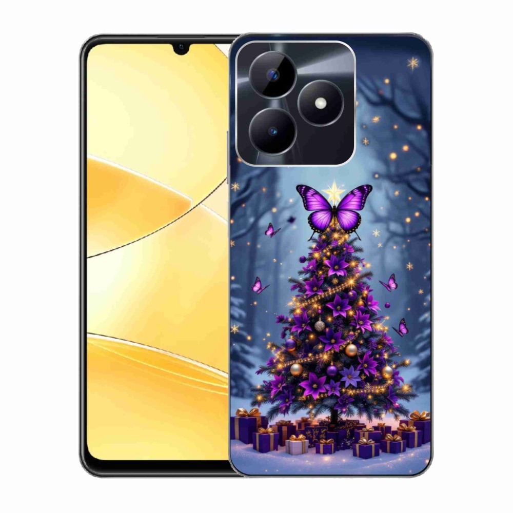 Gélový kryt mmCase na Realme C51/C53 - motýlí vianočný stromček