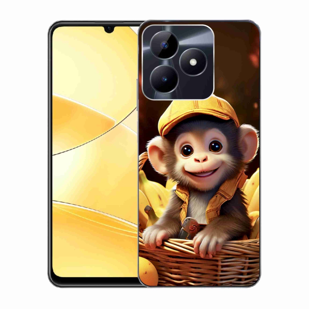 Gélový kryt mmCase na Realme C51/C53 - opice v košíku