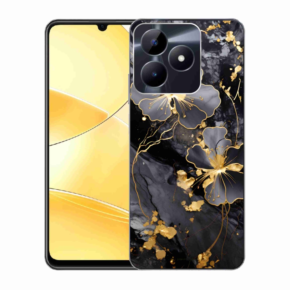 Gélový kryt mmCase na Realme C51/C53 - zlaté kvety