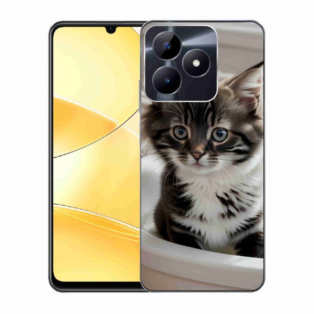 Gélový kryt mmCase na Realme C51/C53 - zvedavé mačiatko
