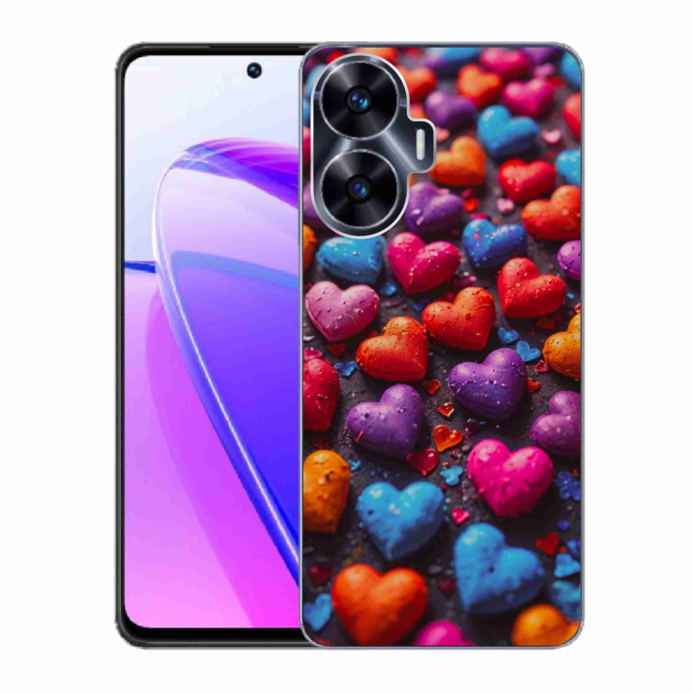 Gélový kryt mmCase na Realme C55 - farebné srdcia