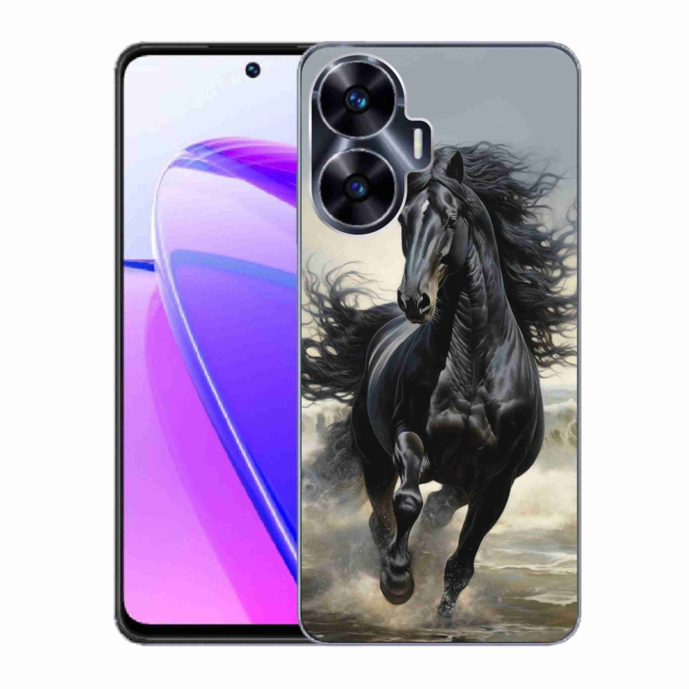 Gélový kryt mmCase na Realme C55 - bežiaci čierny kôň