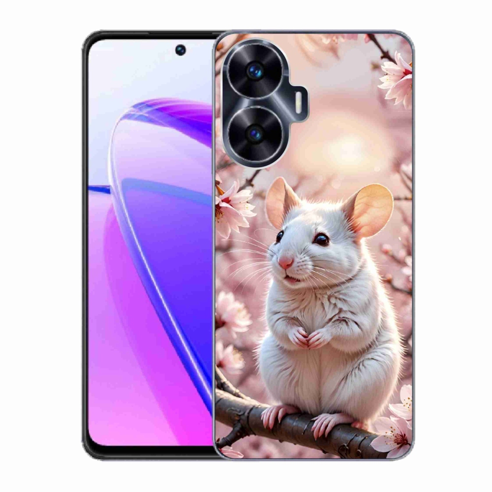 Gélový kryt mmCase na Realme C55 - biela myš na vetve