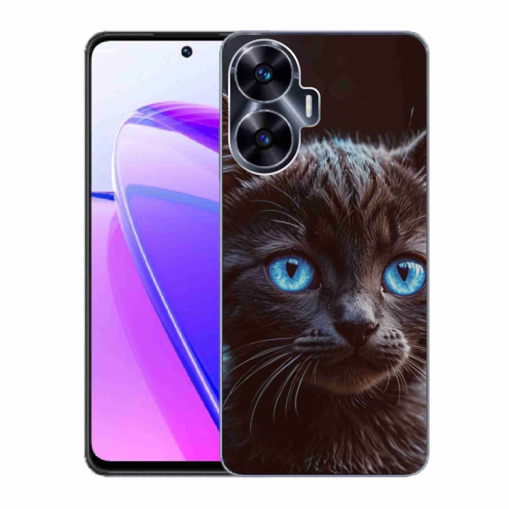Gélový kryt mmCase na Realme C55 - čierne mačiatko 2