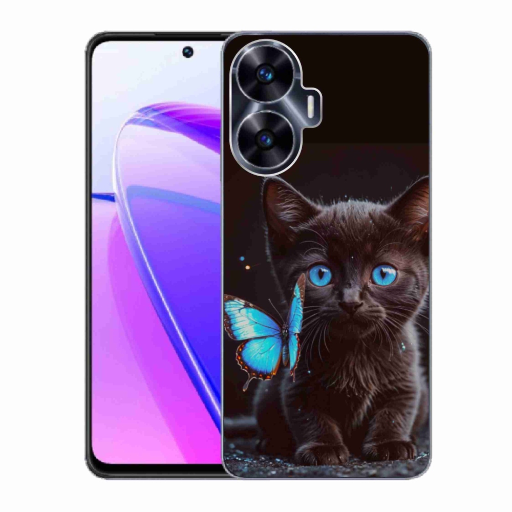 Gélový kryt mmCase na Realme C55 - čierne mačiatko 3