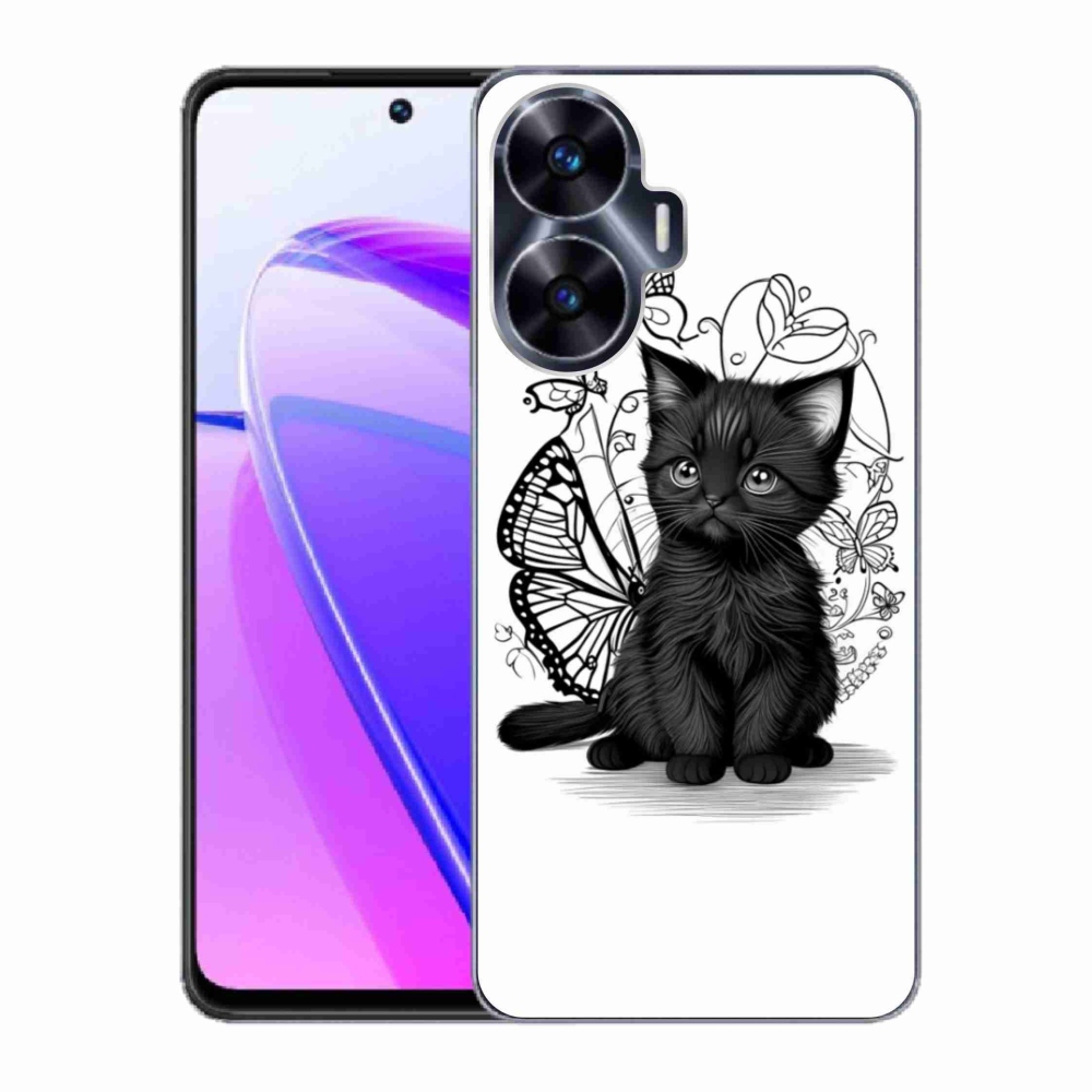 Gélový kryt mmCase na Realme C55 - čierne mačiatko