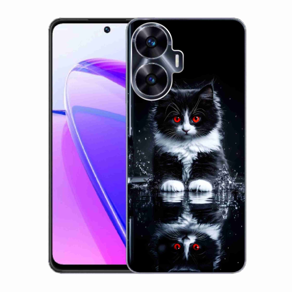 Gélový kryt mmCase na Realme C55 - čiernobiele mačiatko