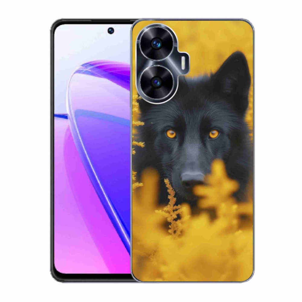 Gélový kryt mmCase na Realme C55 - čierny vlk 2